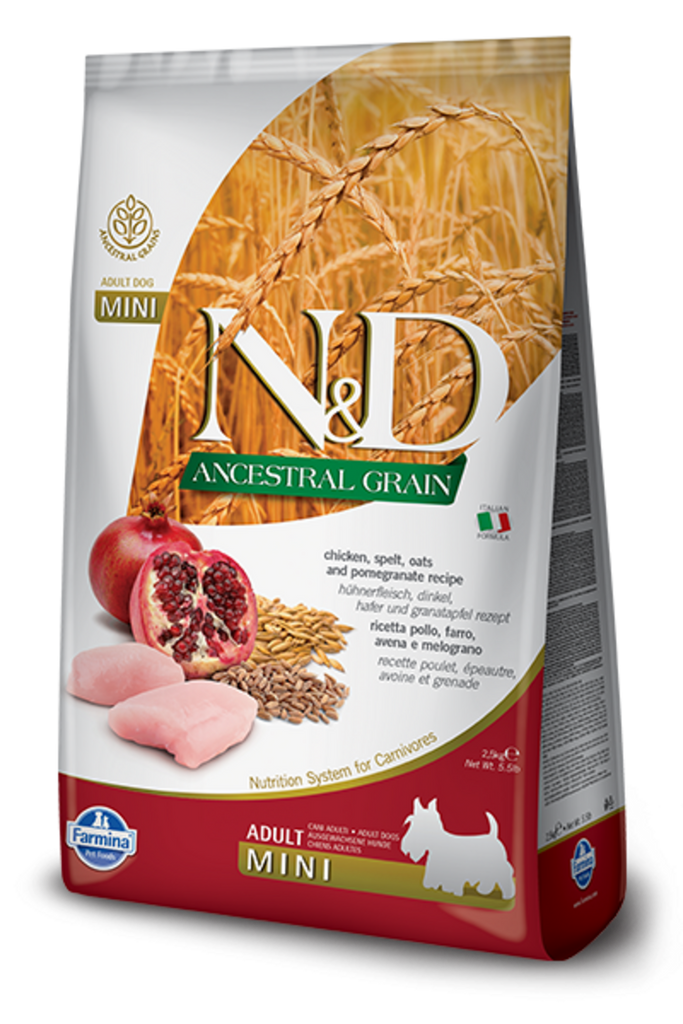 Farmina N&D Natural & Delicious Low Grain Mini Adult Chicken & Pomegranate Dry Dog Food