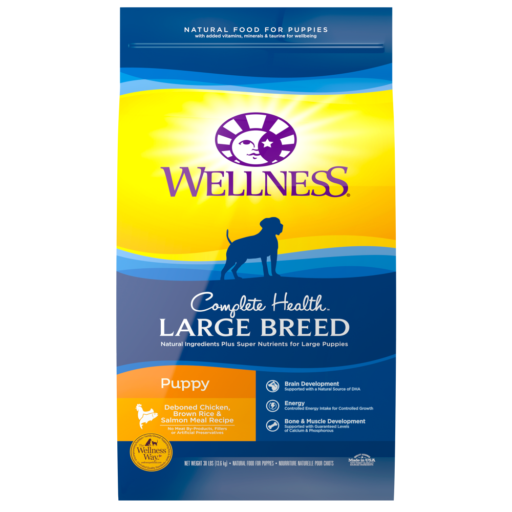 Wellness Complete Health Natural Large Breed Puppy Chicken, Brown Rice and Salmon Recipe Dry Dog Food