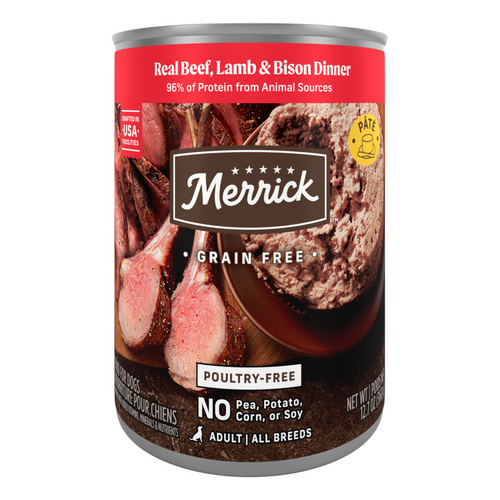 Merrick Grain Free 96% Real Beef, Lamb & Buffalo Canned Dog Food