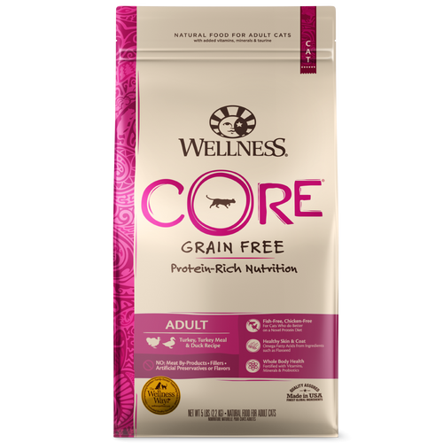 Wellness CORE Grain Free Natural Turkey, Turkey Meal, and Duck Dry Cat Food