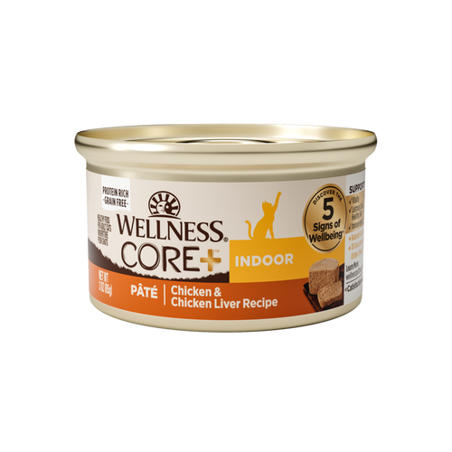 Wellness CORE Natural Grain Free Indoor Chicken and Chicken Liver Smooth Pate Wet Canned Cat Food