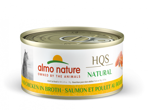 Almo Nature HQS Natural Cat Grain Free Salmon and Chicken In Broth Canned Cat Food