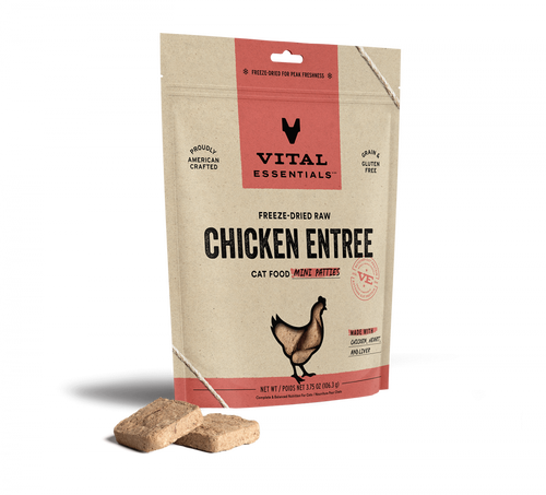 Vital Essentials Grain Free Chicken Dinner Patties Freeze Dried Raw Food for Cats