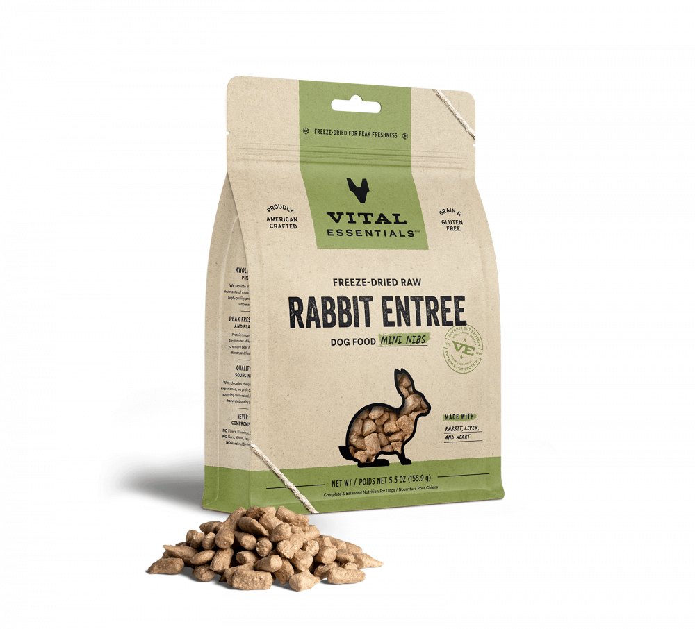 Vital Essentials Grain Free Rabbit Mini Nibs Entree Freeze Dried Dog Food