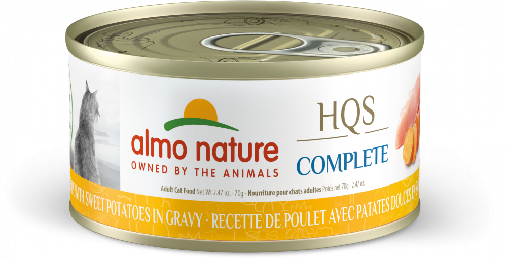 Almo Nature HQS Complete Cat Grain Free Chicken with Sweet Potatoes In Gravy Canned Cat Food