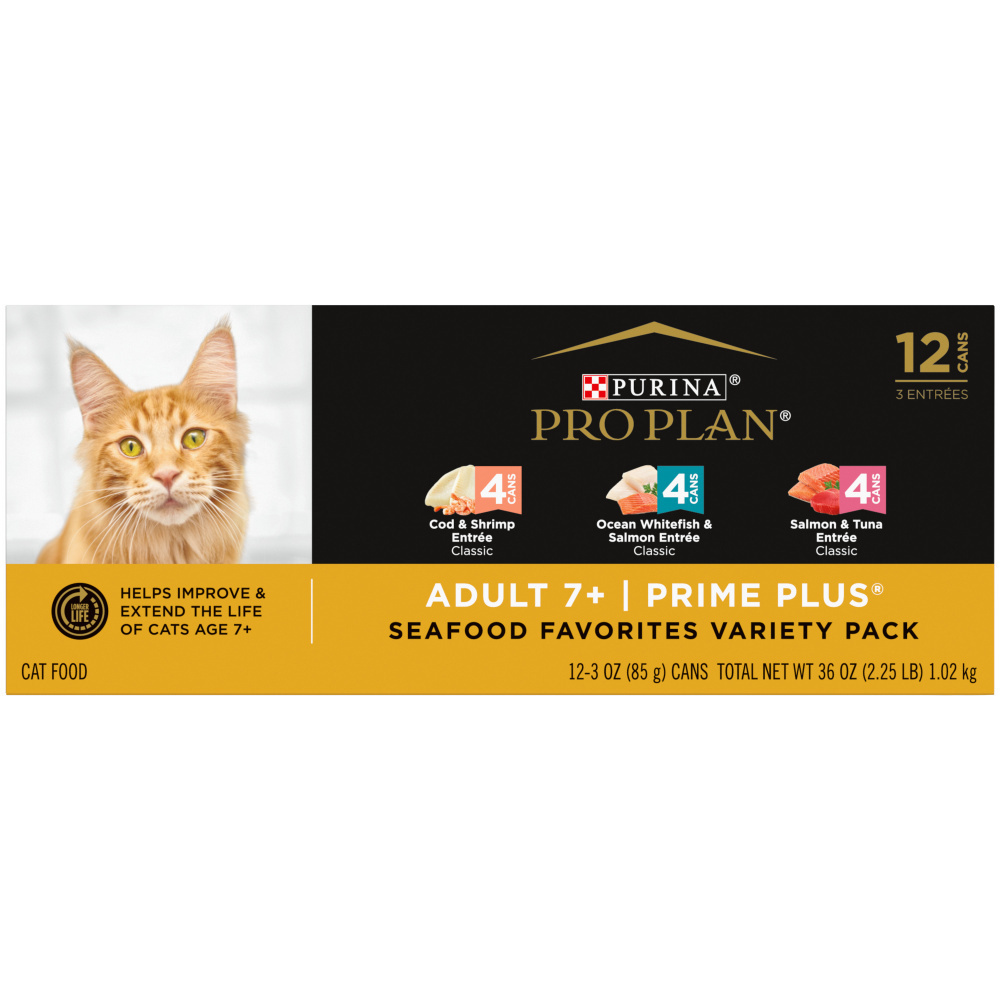 Purina Pro Plan Grain Free Prime + Seafood Favorites Variety Pack Senior 7+ Wet Cat Food