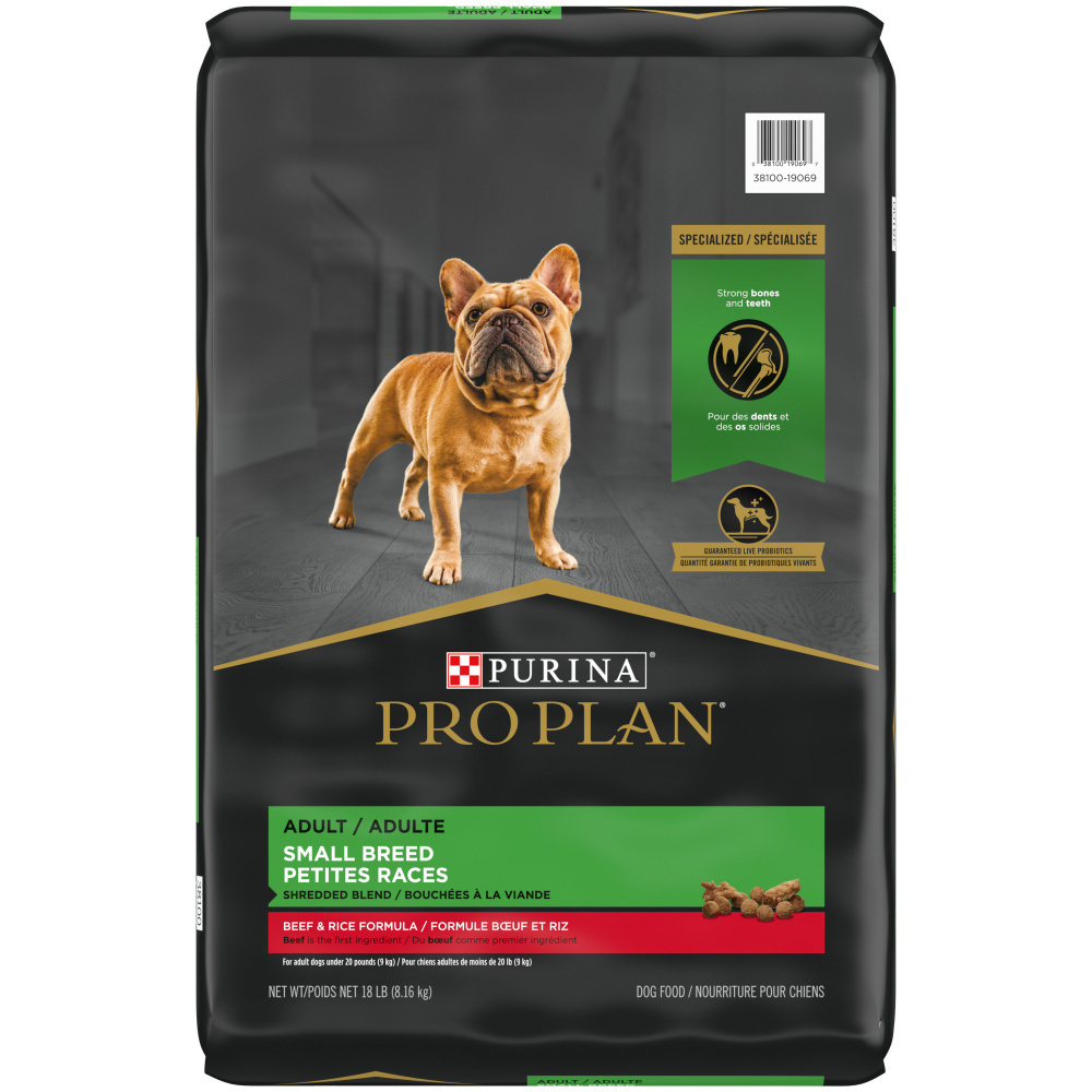 Purina Pro Plan Specialized Shredded Blend Beef & Rice Formula High Protein Small Breed Dry Dog Food