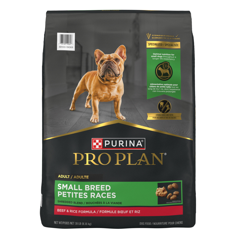 Purina Pro Plan Specialized Shredded Blend Beef & Rice Formula High Protein Small Breed Dry Dog Food