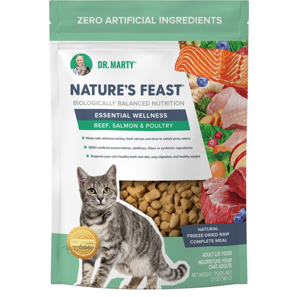 Dr. Marty Nature's Feast Essential Wellness Beef, Salmon and Poultry Freeze Dried Raw Cat Food