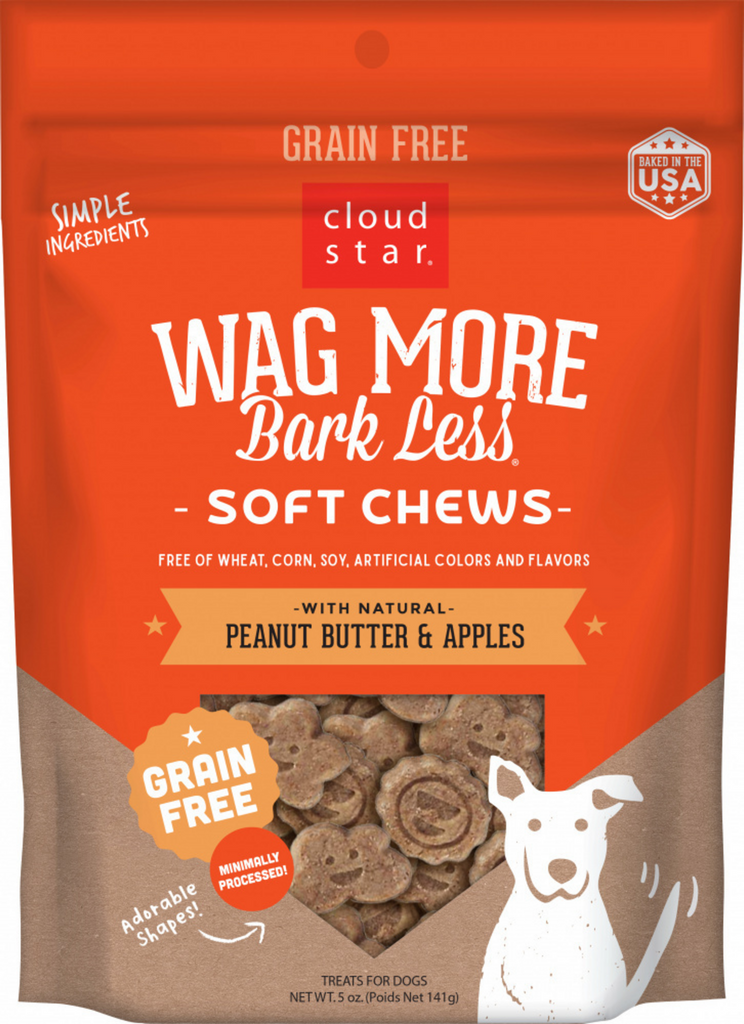 Cloud Star Wag More Bark Less Soft Chews Grain Free Peanut Butter & Apples Dog Treats