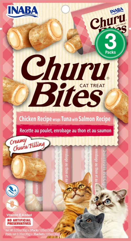 Inaba Cat Churu Bites Chicken Recipe Wraps Tuna With Salmon Recipe Cat Treats