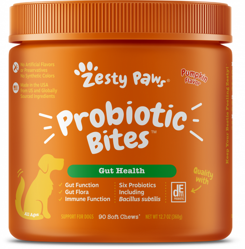 Zesty Paws Probiotic Bites with Digestive Enzymes Pumpkin Soft Chews for Dogs