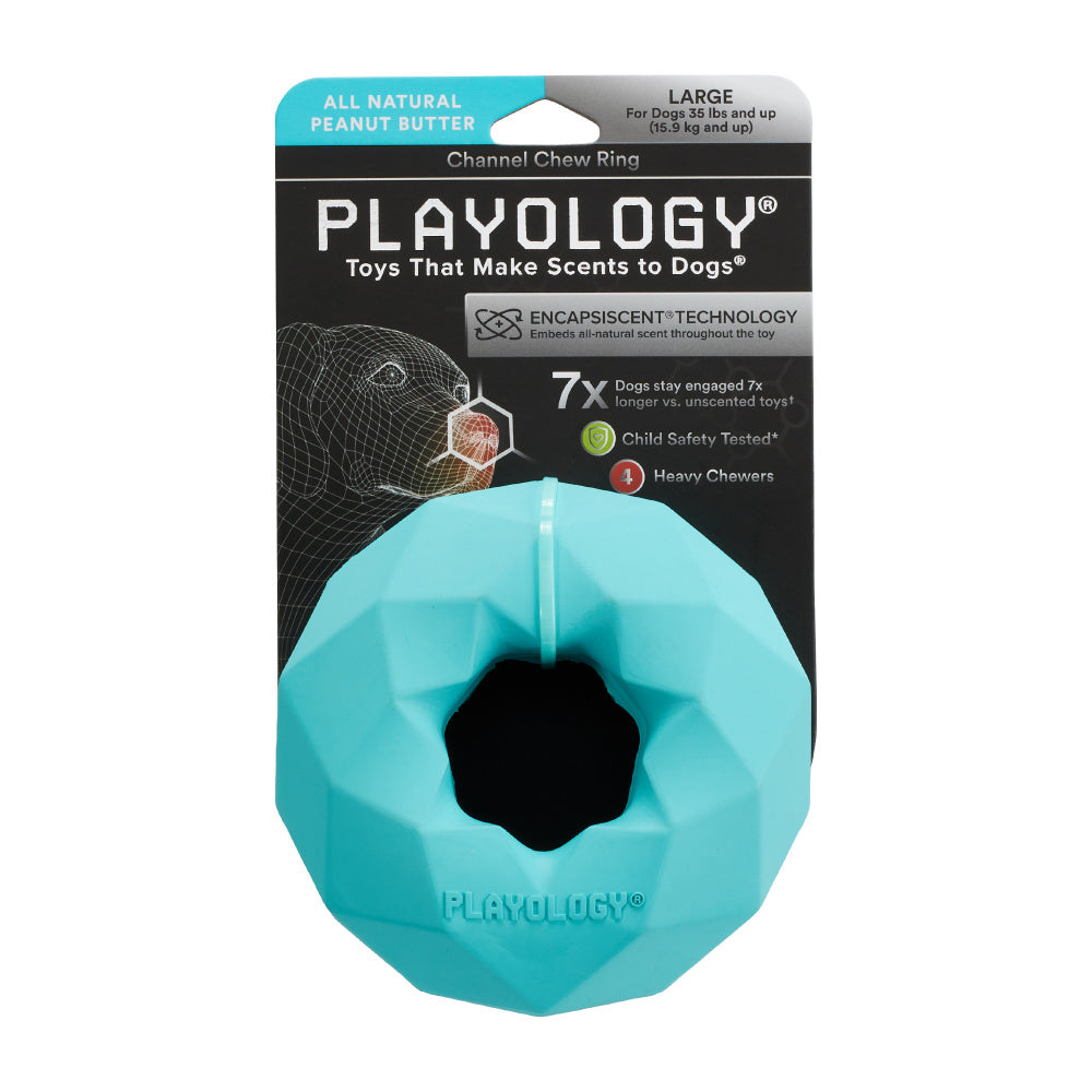 Playology Channel Chew Ring Peanut Butter Scented Dog Toy